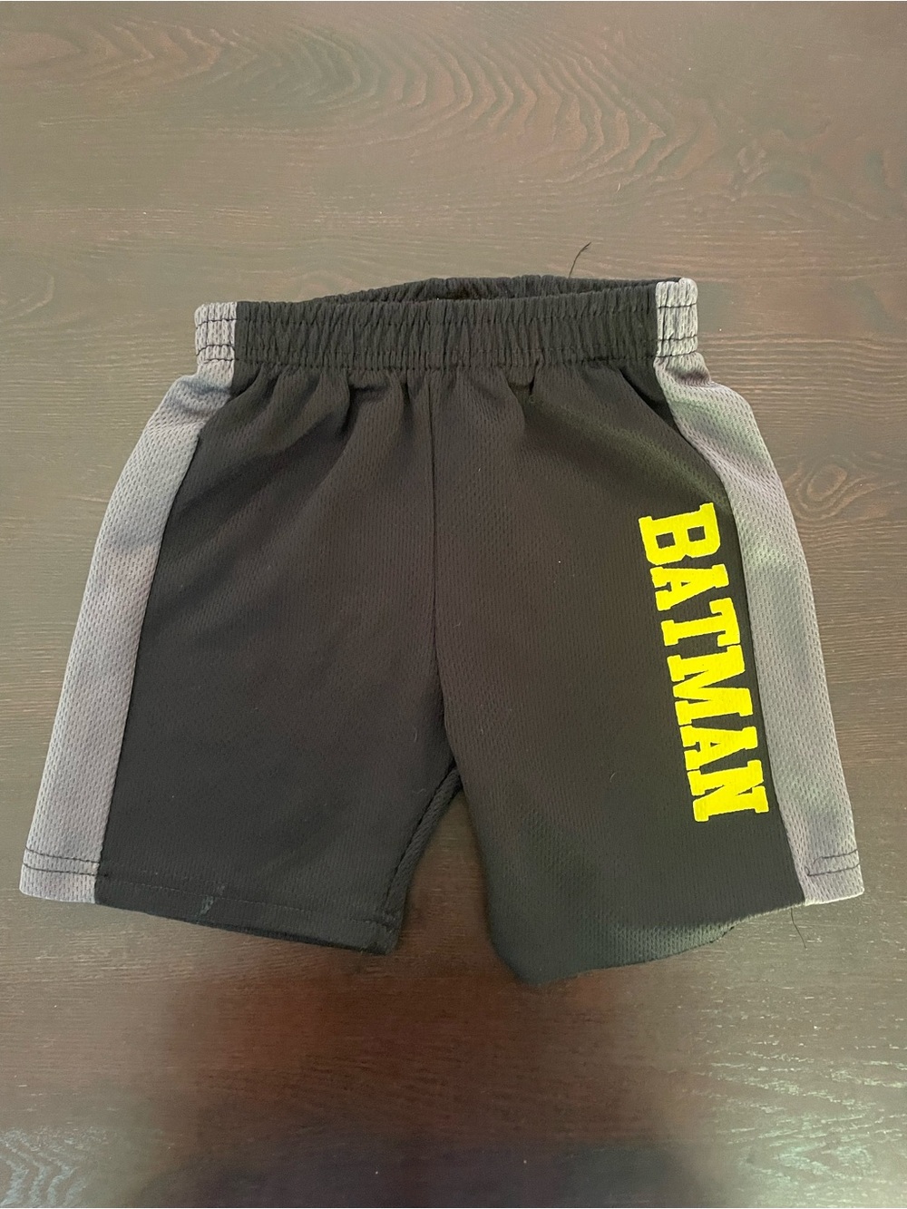 Batman Boys Black Shorts with Yellow Logo and Gray Panels